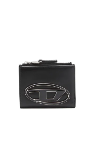1dr Bi-Fold Zip II Kleine Lederbrieftasche mit Logo-Plakette
