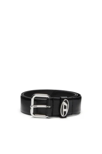 b-1dr ovaler D-Ring 3,9 cm Ledergürtel mit Logo-Plakette