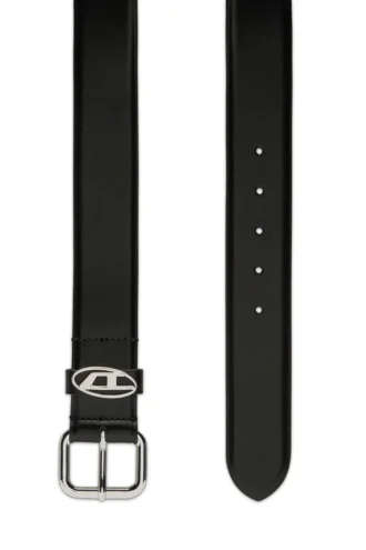 b-1dr ovaler D-Ring 3,9 cm Ledergürtel mit Logo-Plakette