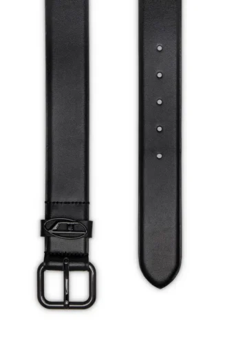 b-1dr ovaler D-Ring 3,9 cm Ledergürtel mit Logo-Plakette