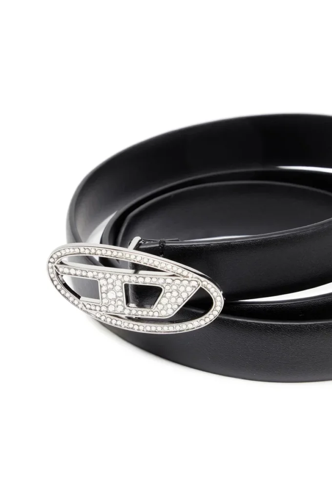 b-1dr strass 20 1,9 cm schmaler Ledergürtel mit Kristallschnalle