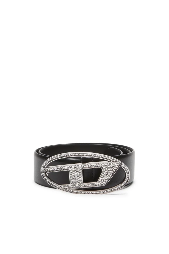 b-1dr Strass 4 cm Ledergürtel mit Kristallschnalle