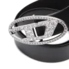 b-1dr Strass 4 cm Ledergürtel mit Kristallschnalle