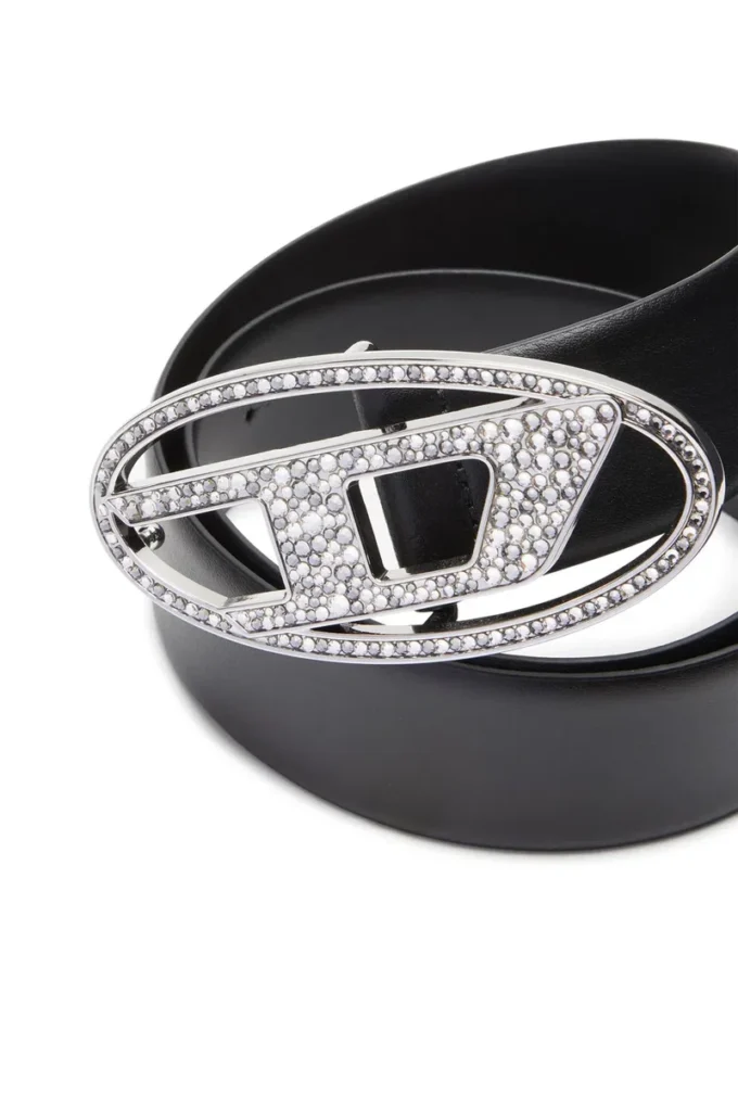 b-1dr Strass 4 cm Ledergürtel mit Kristallschnalle