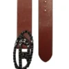 b-1dr w-crown 4 cm Pull-up-Ledergürtel mit Schmuck-Schnalle