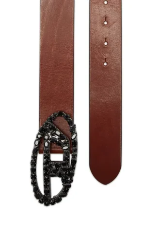 b-1dr w-crown 4 cm Pull-up-Ledergürtel mit Schmuck-Schnalle