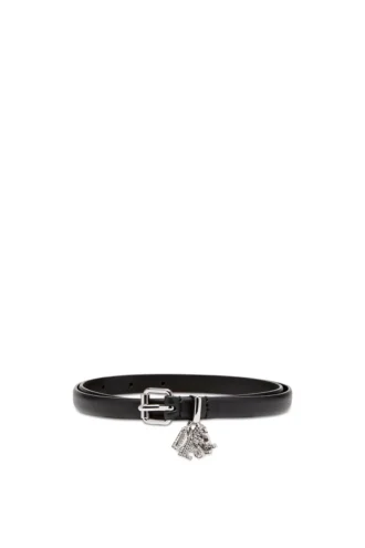 b-charm-loop 1,4 cm breiter Nappaledergürtel mit Logo-Anhängern