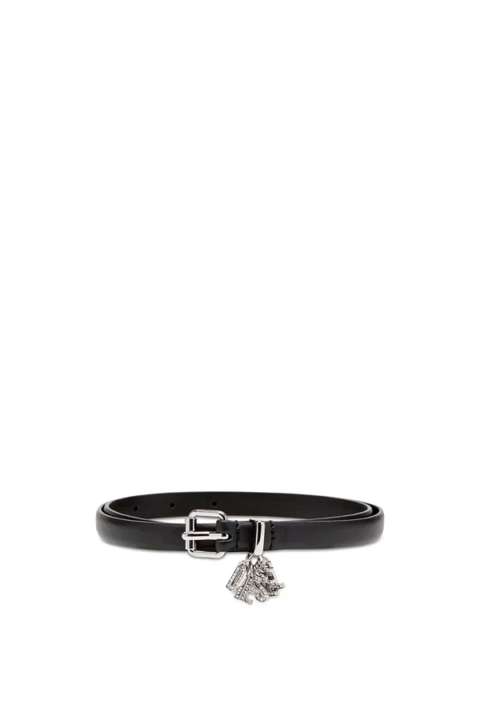 b-charm-loop 1,4 cm breiter Nappaledergürtel mit Logo-Anhängern