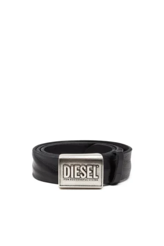 b-metal biscotto Ledergürtel 4 cm mit Logo-Plakette