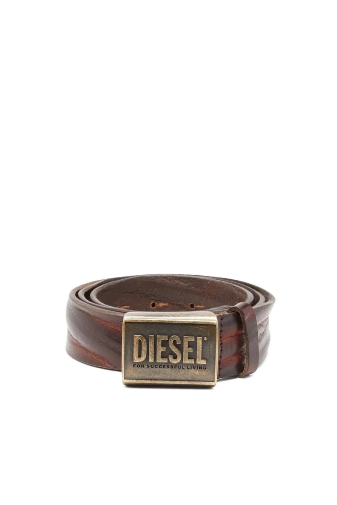 b-metal biscotto Ledergürtel 4 cm mit Logo-Plakette