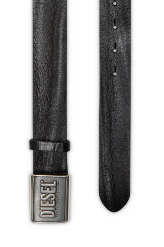 b-metal biscotto Ledergürtel 4 cm mit Logo-Plakette
