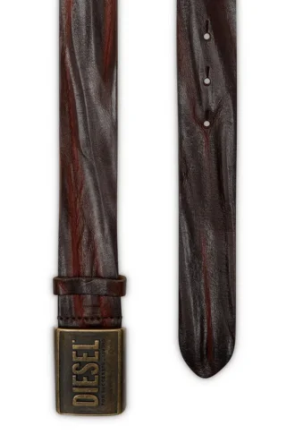 b-metal biscotto Ledergürtel 4 cm mit Logo-Plakette