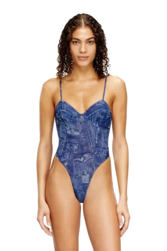 bridget-dnm Body aus Mesh mit Denim-Effekt
