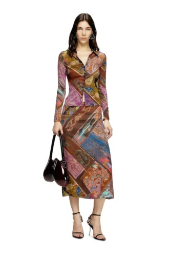 c-amelia Stretch-Viskosehemd mit Heraldic-Print