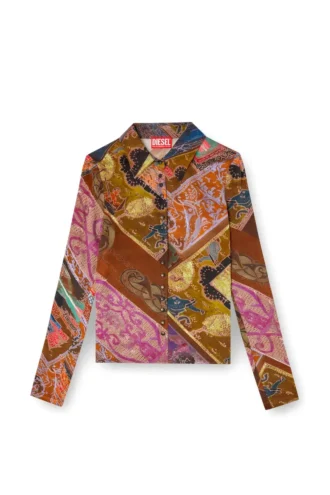 c-amelia Stretch-Viskosehemd mit Heraldic-Print