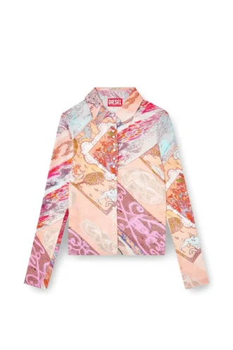 c-amelia Stretch-Viskosehemd mit Heraldic-Print