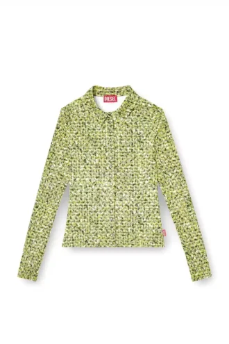 c-elaz-bc Hemd aus Stretchstoff mit Bouclé-Print