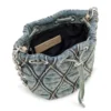 charm-d bucket s Charm-D S-Mini-Beuteltasche aus gestepptem Denim mit Argyle-Muster