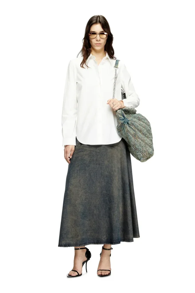 charm-d hobo Charm-D-Large Hobo aus gestepptem Denim mit Argyle-Muster