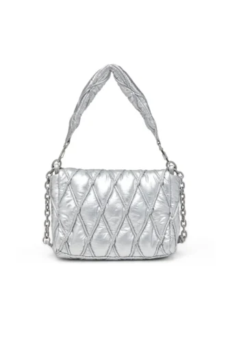 charm-d Schultertasche M Charm-D M-Schultertasche aus gestepptem Metallic-Nylon