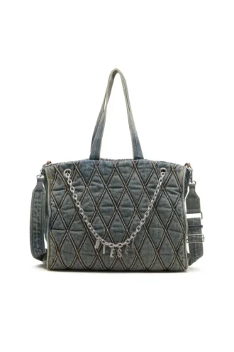 charm-d shopper Charm-D-Tote-Tasche aus gestepptem Denim mit Argyle-Muster