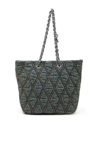 charm-d shopper m Charm-D-Tote-Tasche aus gestepptem Denim