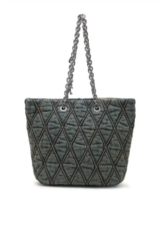 charm-d shopper m Charm-D-Tote-Tasche aus gestepptem Denim