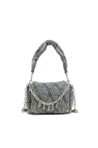 charm-d shoulder s Charm-D S-Kleine Handtasche aus gestepptem Denim
