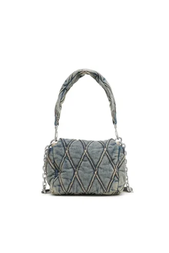 charm-d shoulder s Charm-D S-Kleine Handtasche aus gestepptem Denim
