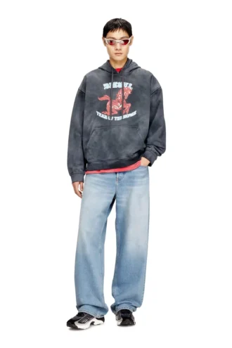 cl-s-boxt-hood-horse Hoodie mit Tie-Dye-Effekt und Pferdemotiv