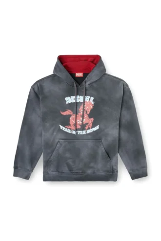 cl-s-boxt-hood-horse Hoodie mit Tie-Dye-Effekt und Pferdemotiv