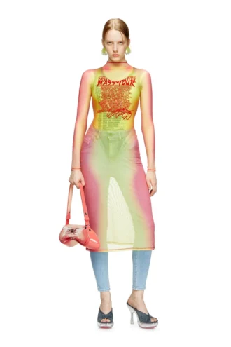 d-afnic Mehrlagiges Midikleid mit Songtext-Print