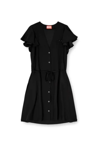 d-aikiri Cupro-Kleid mit V-Ausschnitt und Knöpfen vorne