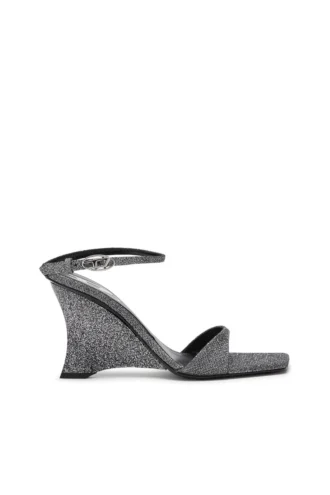 d-amber Sandale mit Keilabsatz D-Amber-Sandalen mit Keilabsatz aus Lurex-Stoff