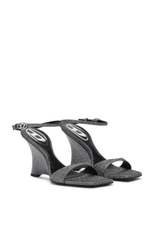 d-amber Sandale mit Keilabsatz D-Amber-Sandalen mit Keilabsatz aus Lurex-Stoff
