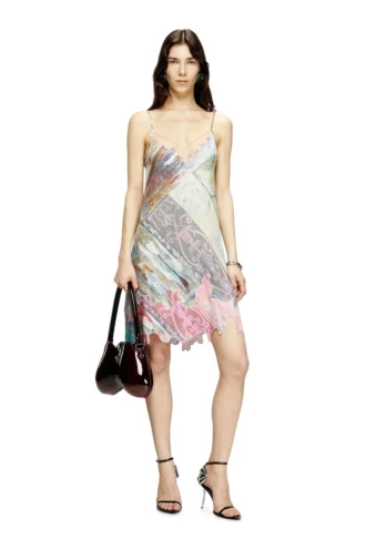 d-aria Viskose-Slipkleid mit heraldischem Print