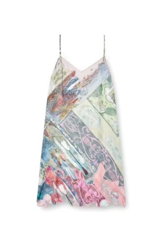 d-aria Viskose-Slipkleid mit heraldischem Print