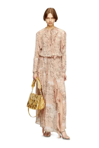 d-azzling-r1 Maxikleid mit Rüschen aus Camouflage-Chiffon