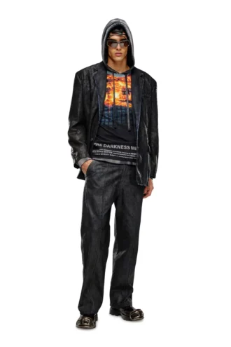 d-bla-fse Denim-Blazer mit Craquelé-Beschichtung