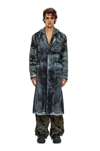 d-bla-long-dev-fse Mantel aus Nadelstreifen-Devoré-Denim
