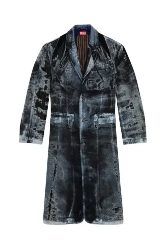 d-bla-long-dev-fse Mantel aus Nadelstreifen-Devoré-Denim
