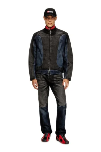 d-blenk-s Bikerjacke aus zweifarbigem Denim