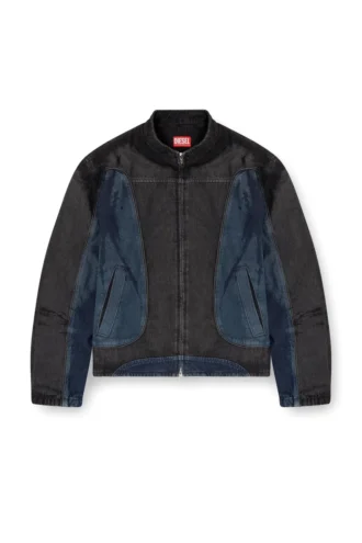 d-blenk-s Bikerjacke aus zweifarbigem Denim