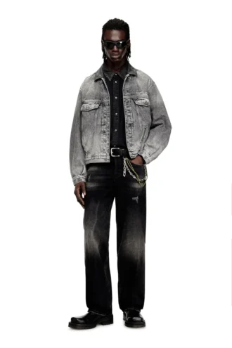 d-denver-s Denim-Truckerjacke mit farblich abgestimmten Lederbesätzen