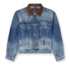 d-denver-s1 Denim-Truckerjacke mit kontrastierenden Lederbesätzen