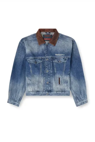 d-denver-s1 Denim-Truckerjacke mit kontrastierenden Lederbesätzen