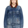 d-denver-s1 Denim-Truckerjacke mit kontrastierenden Lederbesätzen