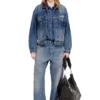 d-denver-s1 Denim-Truckerjacke mit kontrastierenden Lederbesätzen