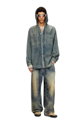d-dewny-hood-s2 Overshirt aus marmoriertem, beschichtetem Denim