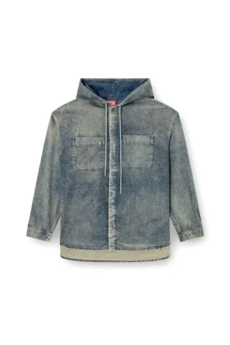 d-dewny-hood-s2 Overshirt aus marmoriertem, beschichtetem Denim